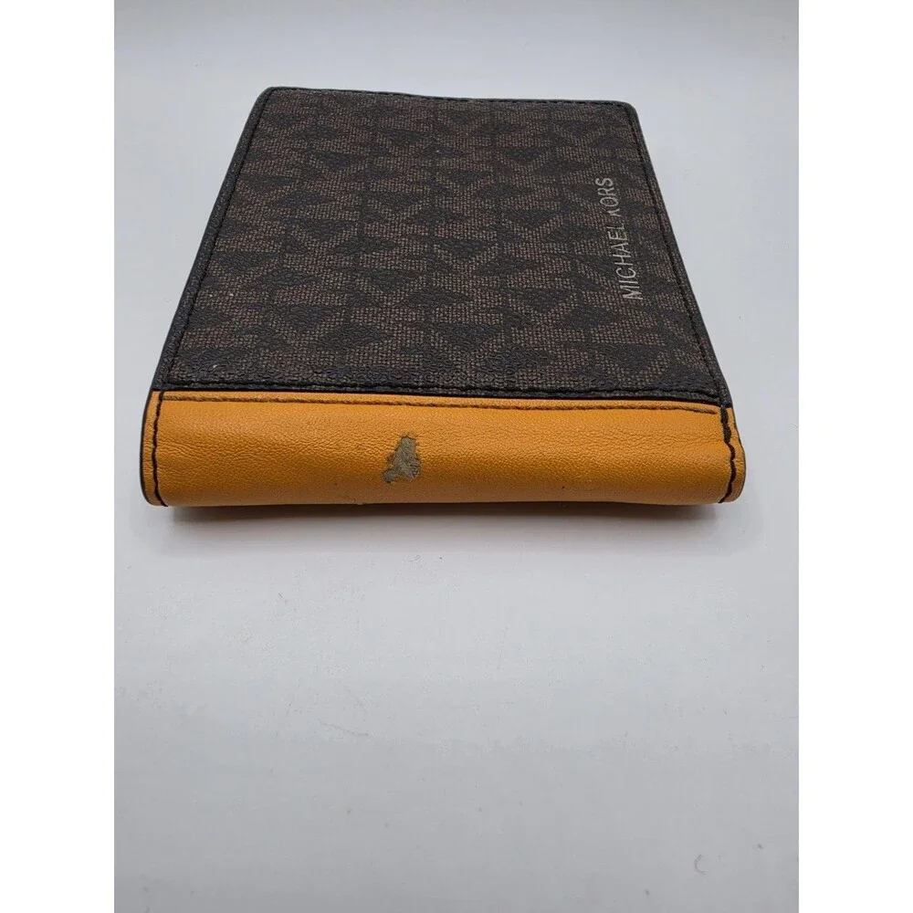 Michael Kors Cooper Men's Bifold Wallet Brown MK Signature Orange Trim